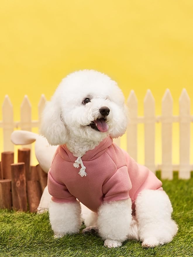 QWINEE Basic Dog Hoodie Sweatshirt Puppy Sweater Warm Cat Costumes Pet Clothes for Chihuahua Puppy Kitten Small Medium Dogs Black and Pink Small