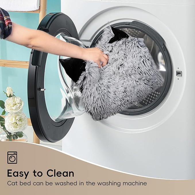 Extra Large Cat Tunnel Bed, 4 Ways Tunnels for Indoor Cats, Multi-cat Family Pet Bed & Cave, Plush Cat Donut with Washable Middle Mat, Exit Balls, Pet Play Toy for Kitten Puppy Rabbit, Dark Grey