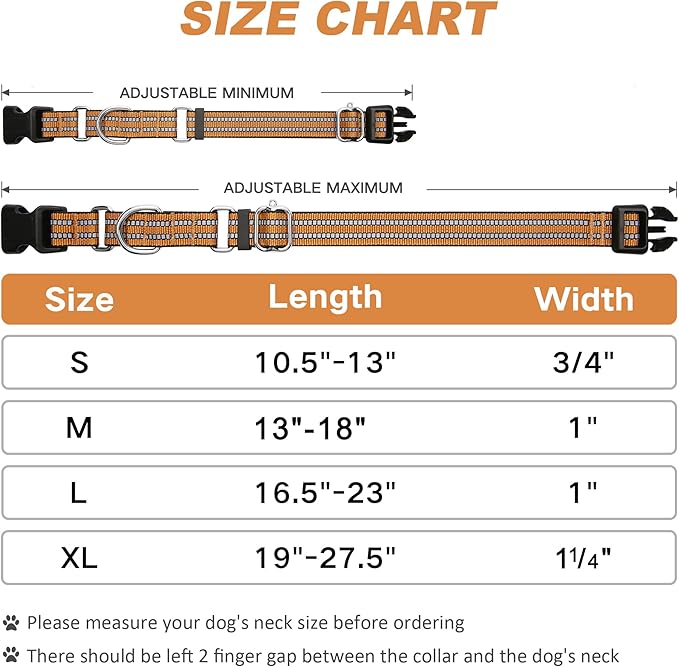 Martingale Dog Collar, Adjustable Nylon Reflective Collar with Quick Release Buckle (Turmeric Brown, Medium)