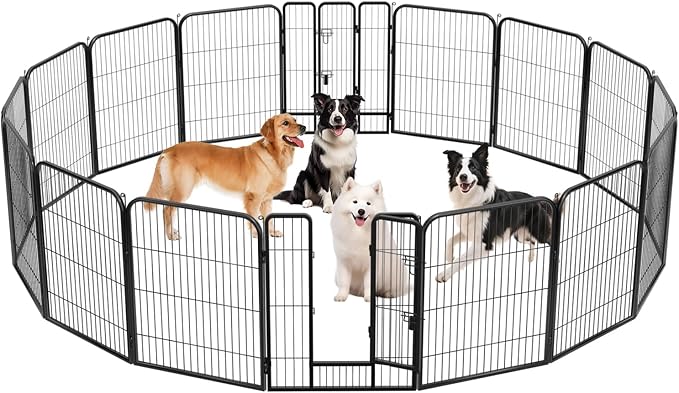 BestPet Indoor Dog Playpen,40inch 16 Panels Dog Pen Fence Outdoor Pet Playpen Pet Exercise Pen for RV Camping Yard, Black