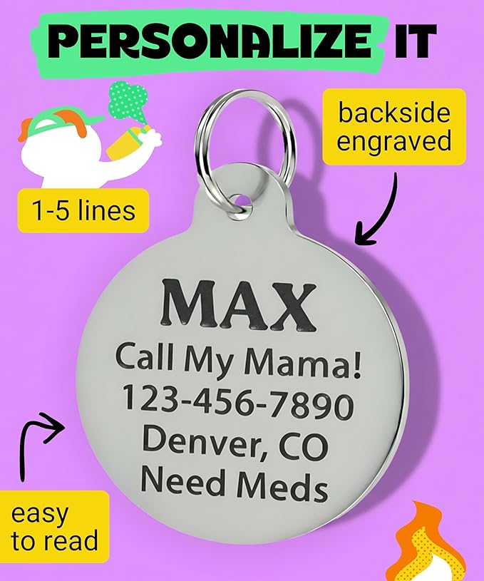 Bad Tags Personalized Dog and Cat ID Tags in 25+ Designs and 2 Sizes - 5 Lines of Custom Engraved Text - Funny Cute Personalized Pet Tags (Ask Me About My Butthole - Black, Large (1.25 inch))