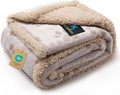Luciphia Waterproof Pet Blankets Whith Paw Print for Couch Sofa Bed Cover, Liquid Pee Proof Soft Fluffy Dog Blanket Washable, Reversible Furniture Protection Puppy Cat, Khaki, Small（40" x 28"）