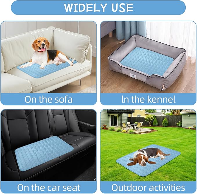 Dog Cooling Mat,2025 Upgrade Pet Cooling Mat for Dogs Cats,Summer Ice Silk Cool Mats & Sleeping Pad for Indoor or Outdoor,Perfect as Blanket for Kennel Sofa Bed Floor Car (Blue, Small, 19.6"x15.7")