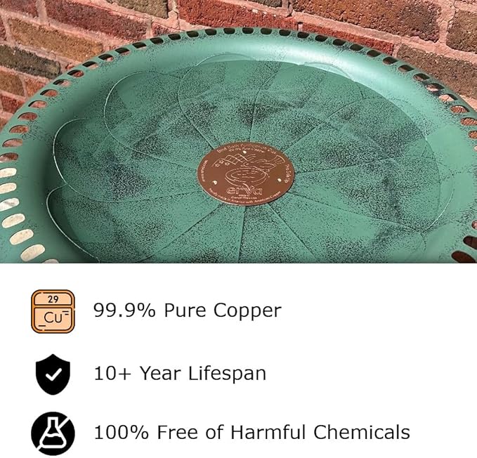 Erva Copper Bird Bath Purification Disk - Made in USA and Maker of The Original - Natural Chemical-Free Bird Bath Purification