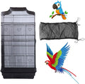 Bird Cage Seed Catcher, Large Airy Gauze Bird Cage Cover Guard, Adjustable Birdcage Nylon Mesh Net Cover (XL-118x32 in, Black)