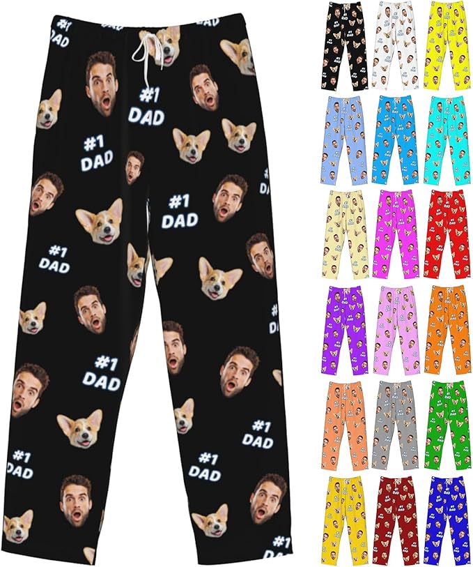 Custom Pajamas Pants Plaid Personalized Funny PJ Pant Design with Face Pajama for Men Women Dog Pet