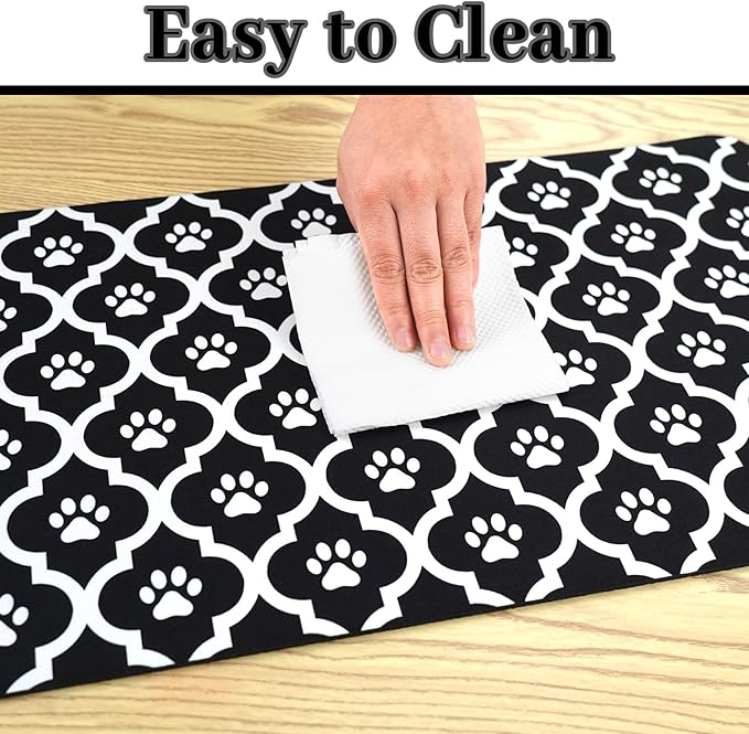 Dog Food Mat 16X24 Inch Pet Feeding Absorbent Mats for Floor Cat Water Bowl Placemats Non-Slip Washable Dog Mat for Food and Water