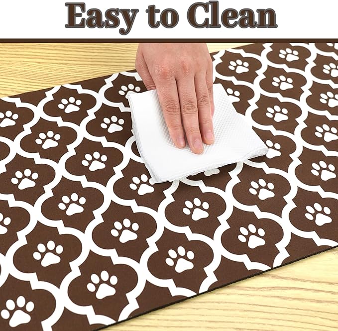 Dog Food Mat 16X24 Inch Pet Feeding Absorbent Mats for Floor Cat Water Bowl Placemats Non-Slip Washable Dog Mat for Food and Water
