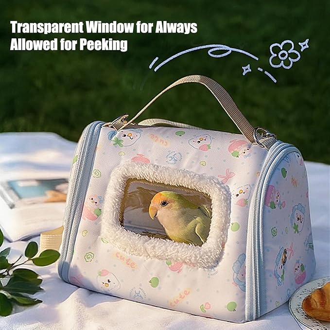 Portable Bird Travel Carrier, Transparent Window Visibility, 23.5x18x16cm, Parrot Transport Box, Parakeet Carrier Bag, Secure Enclosure, Ideal for Parakeet and Small Parrot
