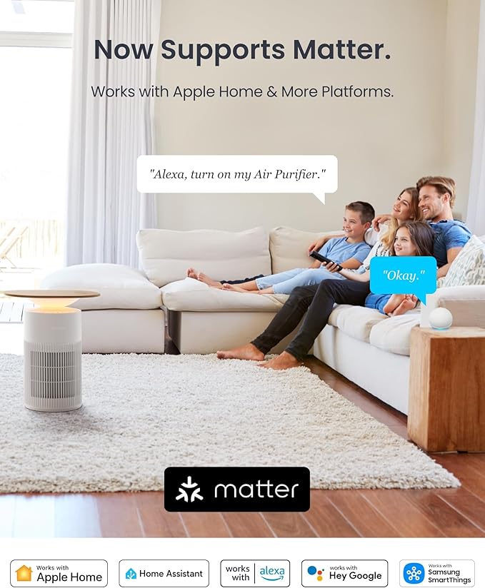 SwitchBot Air Purifier for Home Large Room up to 3620 ft², Pet Mode, Support Matter, 21dB, Washable Pre-filter, Aromatherapy, Works with Alexa, Google Home, Apple Home, Ideal for Odor, Dust & Pet Hair