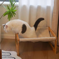 Large Cat Hammock Bed, Bamboo Wood Elevated Pet Hammock for Outdoor, 21 X 16.5 Inch Suitable for Kitty, Puppy, Rabbit, Bunny and Small Animal
