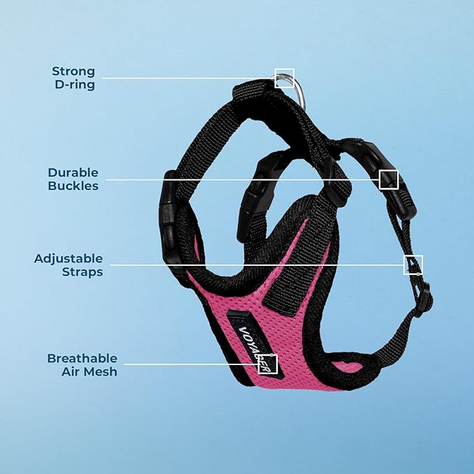 Voyager Step-in Pet Harness - All Weather Mesh, Adjustable Step in Harness for Cats and Dogs by Best Pet Supplies - Fuchsia/Black Trim, XL