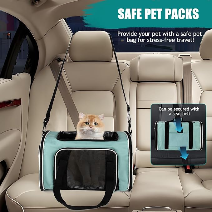 Top tasta Dog Cat Carrier Pet Carriers for Small Medium Large Cats Dogs Carrier Soft Sided Small Puppy Dog Carrier Portable Foldable Airline Approved Dog Cat Travel Carrier Green Large