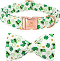 Lionheart glory Dog Bow Collar St. Patrick's Day Dog Collar for Small Dogs, Adjustable Green Collars Lucky Clover Shamrock Dog Collar with Bowtie Pet Collar Bows