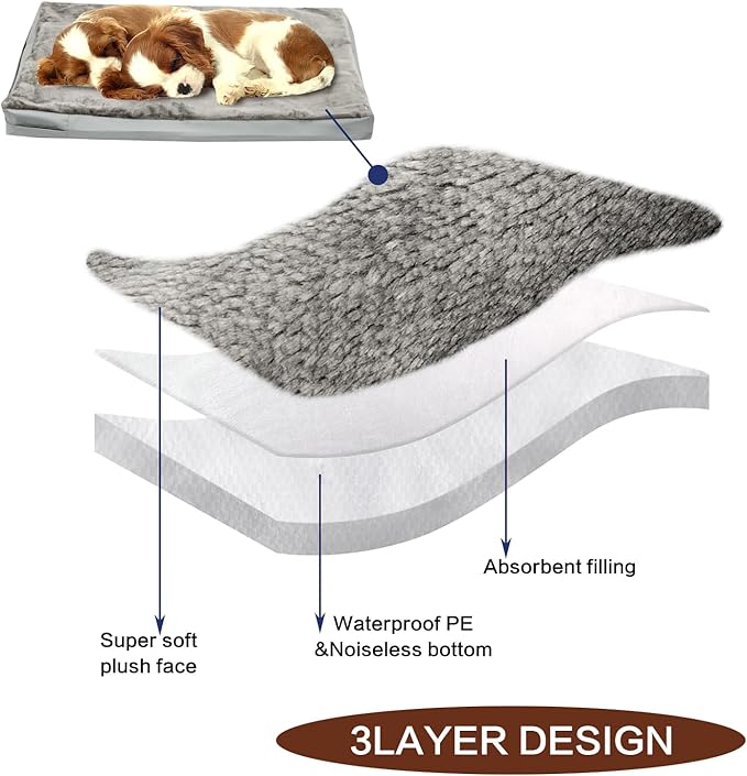 Waterproof Dog Bed Cover,Washable Removable Pet Dog Crate Pad Replacement Cover for 36 Inch Crate,Water Absorbable Pet Puppy Bed Covers for Dogs Cat,34Lx22Wx3.5H inch