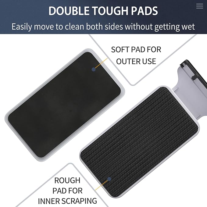 Pawfly Aquarium Strong Magnetic Brush Stain Cleaner with Detachable Stainless Steel Scraper and Non-Slip Handle 4 Inch Floating Cleaning Scrubber Tool for Glass Fish Tank (Not for Acrylic Tank)