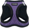 Best Pet Supplies - All Weather Plush, Reflective, No Pull Harness for Small, Medium Dogs, Cats - Secure with Hook & Loop Fastener, Buckle, Double D-Rings - Purple Faux Leather, XL