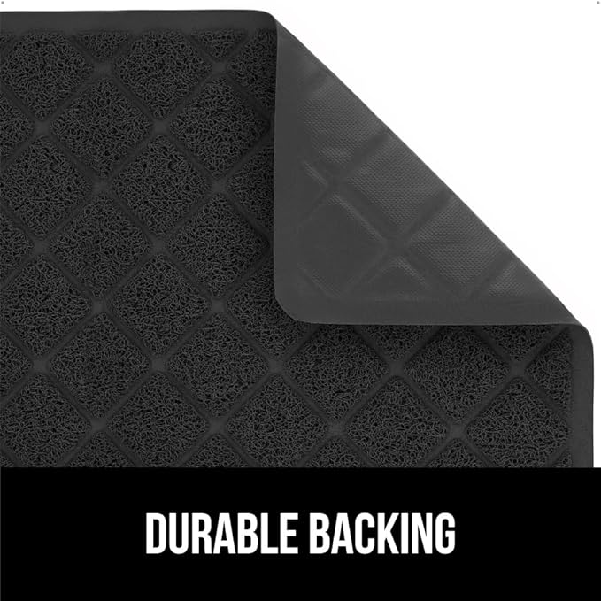 GORILLA GRIP Cat Litter Box Mat, 35x23, Water Resistant, US Designed Kitty Litter Trapping Mats, Easy to Clean, Scatter Control, Less Mess and Clean Floors, Kitten Supplies for Indoor Cats, Black