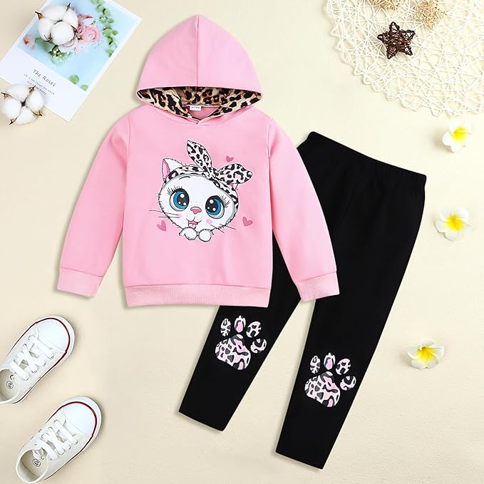 Toddler Baby Girls Clothes Long-sleeve Tie Dye Hoodie Sweatshirt Pants Hooded Outfit Set
