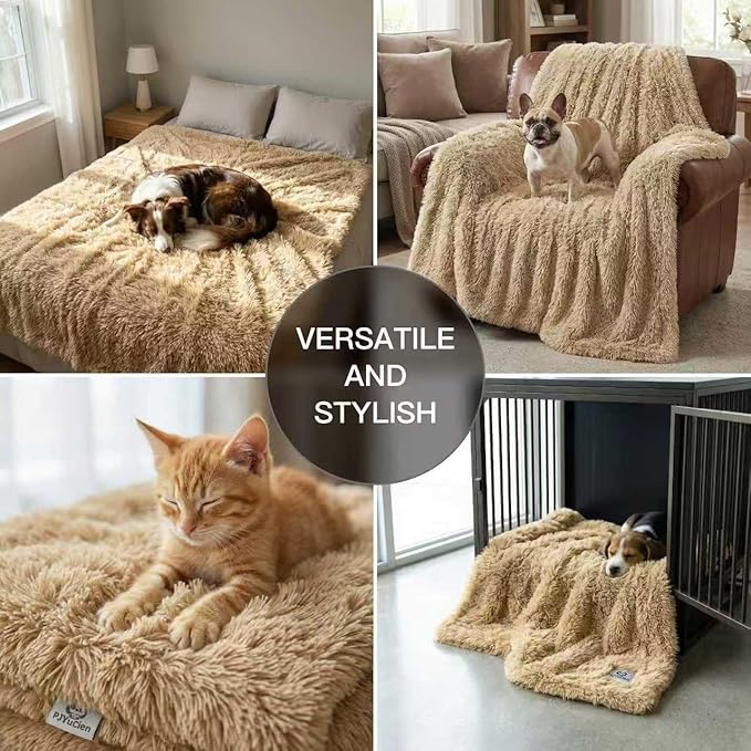 PJYuCien Dog Blankets for Small Dogs Washable - Fluffy Fuzzy Cat Blanket for Couch, Puppy Throw for Furniture with Polyester Fleece, Super Soft Plush for Pet Kitten Doggy, Brown, 16" x 24"