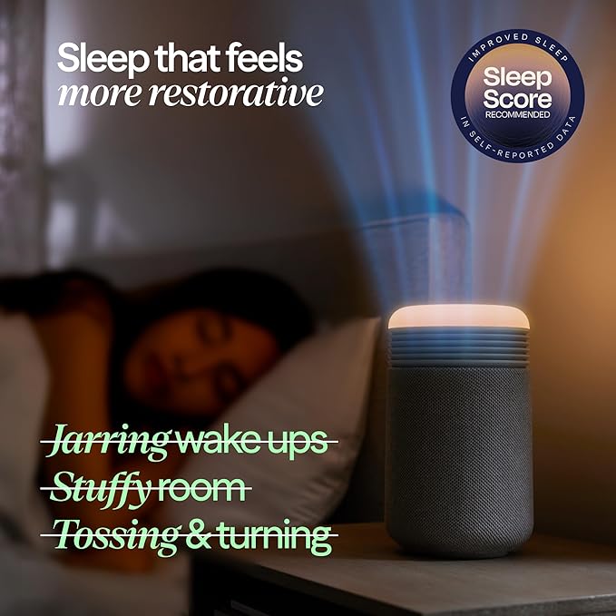 BLUEAIR Purifier for Bedroom - Mini Restful - Sunrise Clock with HEPASilent Filtration and Wake Up Light - Cleans Air and Supports Circadian Rhythm - USB-C and App Connectivity, Blue
