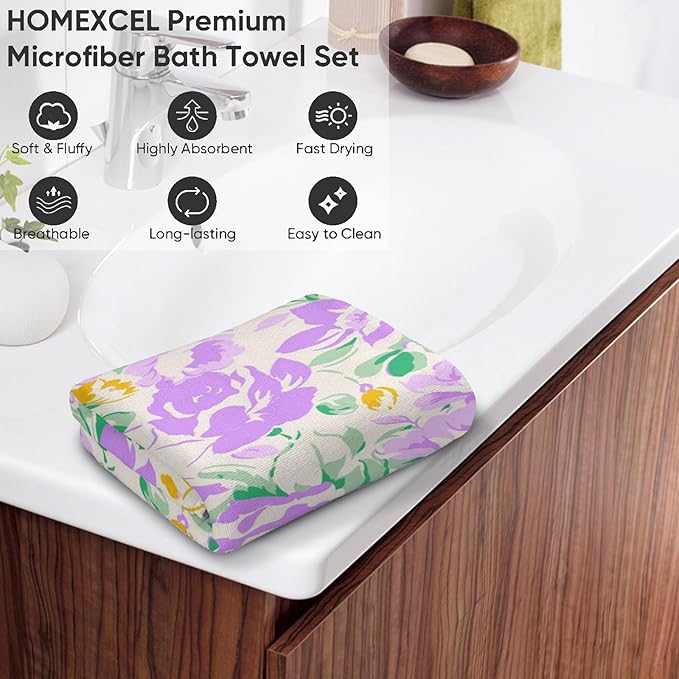 Cute Dachshund Hand Towels - 2 Pack,14.5" X 28",Soft Microfiber Polyester Towel Set with Weiner Dog-Lover & Floral Pattern,for Rustic Bathroom Kitchen Spa Hotel Decor Gifts Women Girl
