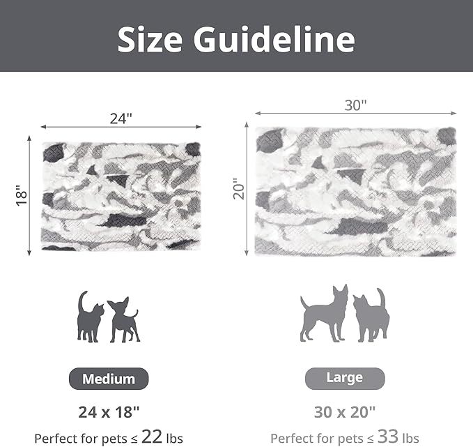 Self Warming Cat Bed, 24" x 18" Ultra Soft Cat Dog Pet Heating Pad for Indoor Outdoor, Non-Slip Heated Dog Mat Thermal Blanket