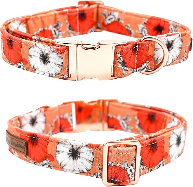 Fall Dog Collar, Pet Collar Bow Floral Pet Collar Girl Boy Holiday Pet Collars Gift Bow Cute Soft Puppy Collar for X-Large