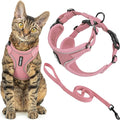 Voyager Escape-Proof Step-in Lock Cat Harness & 5ft Neoprene-Handle Leash Set All-Weather Mesh with Reflective Stitching for Small to Large Cats by Best Pet Supplies, Pink (327), M