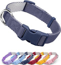 Dynmeow Soft and Breathable Cotton Dog Collar, Durable Adjustable Pet Collar with Quick-Release Buckle, Lightweight for Sensitive Skin for Puppies and Extra-Small Dogs, Navy-Blue, Xs
