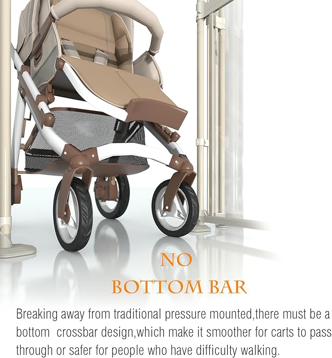 74-98" Extra Tall Cat Gate,Fits 33.85-42" Wide Opening,No Drilling Pressure Mount Design,Innovation Transparent Double Opening Pet Gate,Double Doors for Doorways/Stairs/Kitchen/Home, White