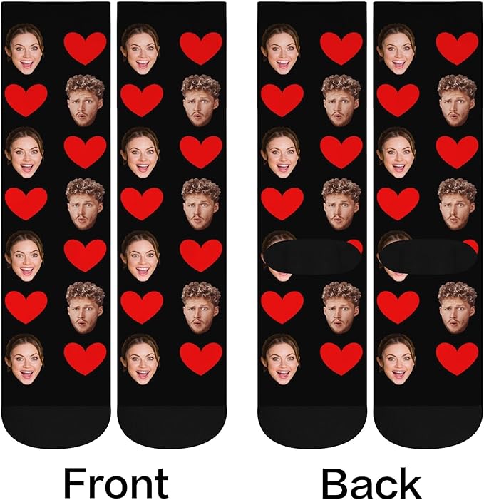 D-Story Custom Face Socks, Personalized Photo Picture on Socks, Unisex Athletic Crew Socks for Men Women