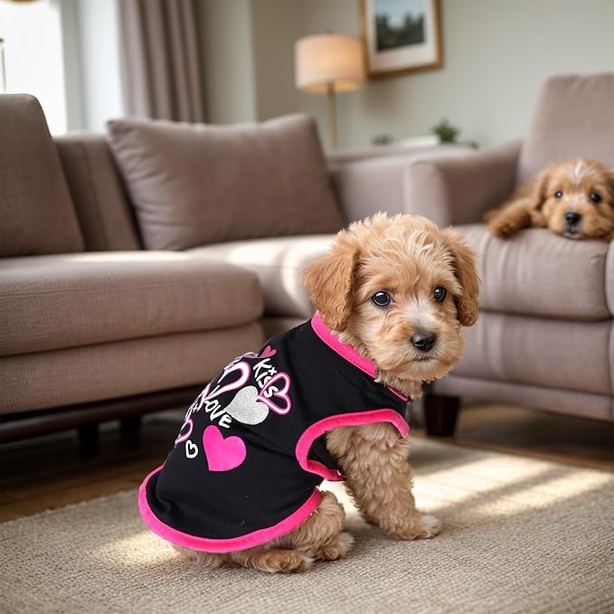 4 Pack Dog Shirts Summer Printed Puppy Clothes Cute Sleeveless Pet T Shirts Dog Clothes for Small Medium Dogs Cats Girl(M)