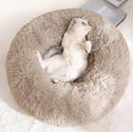 Cat Beds for Indoor Cats - Cat Bed Washable 20 inches, Dog Beds for Small Medium Dogs, Anti Anxiety Round Fluffy Plush Faux Fur Pet Bed, Thick Bottom (Light Brown, Medium)