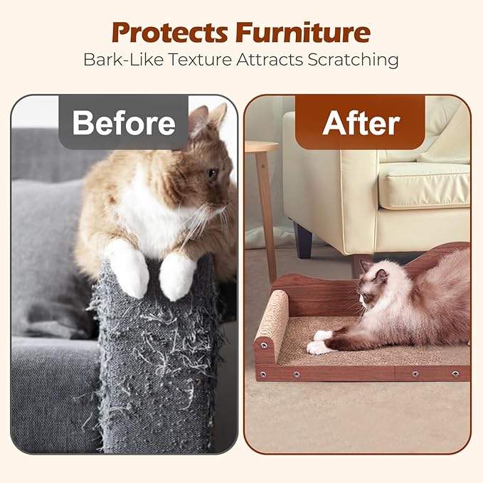 ComSaf 26.4" Large Cat Scratcher Bed, Cat Scratching Board, Durable Cardboard for Indoor Use, Extra Large Couch with Scratch Pad - Sofa Lounge