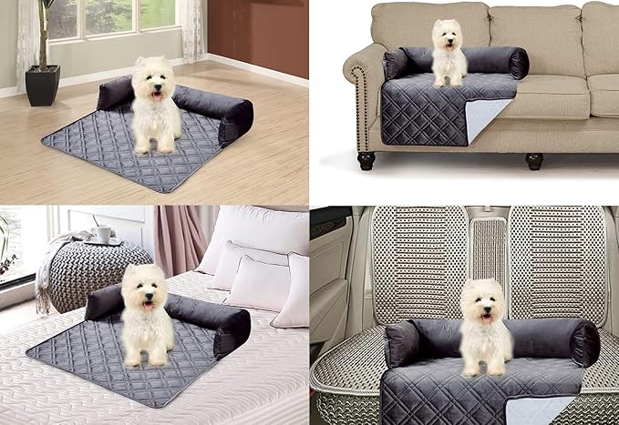 Brilliant Sunshine Premium Calming Dog Bed Mat, Silky Velvet, Removable Washable Cover, Cushion Protector and Couch Covers for Dogs, Pets, Cats, Small, Grey