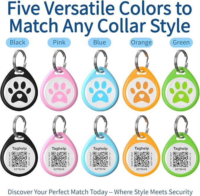 (2 Pack) Smart QR Code ID Dog cat Tags for Collar Personalized for Pet Online Profile - Scan QR Receive Instant Pet Location Alert Email, Anti-Lost,No Subscription fees (Black & Pink, for Dog - 1.2")