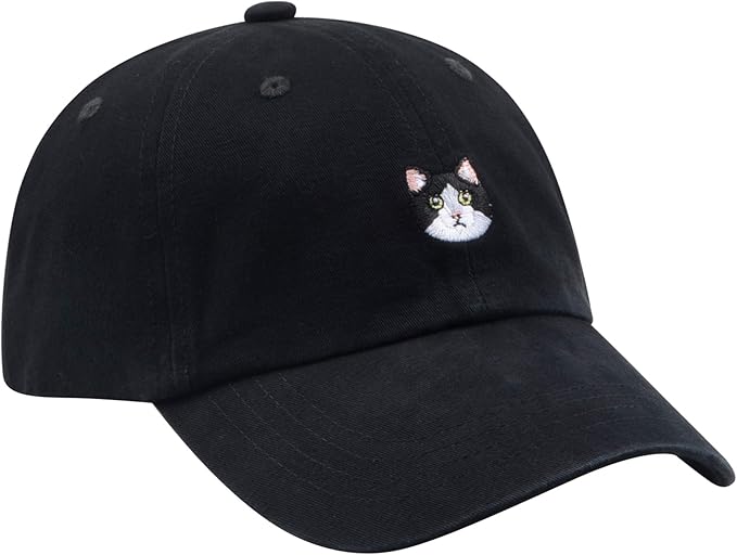 Cat Mom & Dad Hats for Proud Cat Parents | for Men & Women | Embroidered Text - Adjustable Fit - 100% Cotton