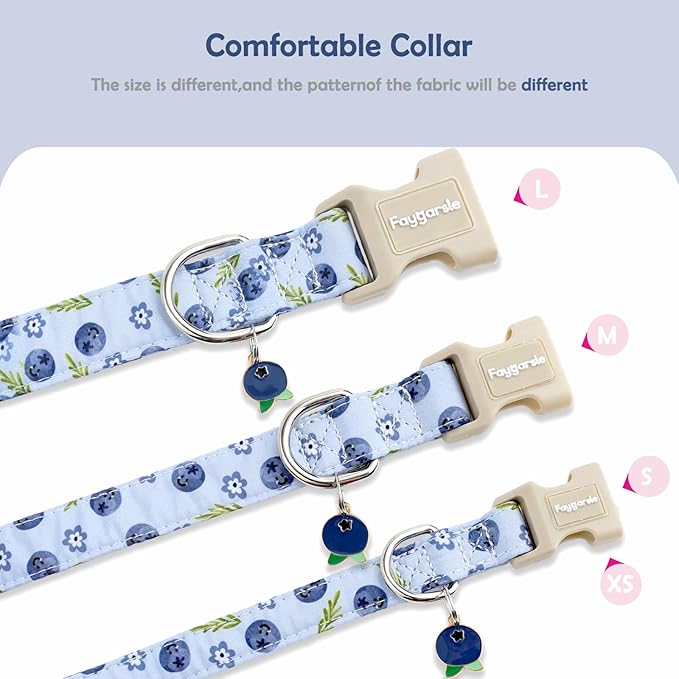Faygarsle Blueberry Pattern Dog Collar for for Summer Small Medium Large Dogs Light Blue S