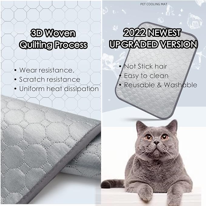 SOMOYA Dog Self Cooling Mat Pet Washable Cooling Pads Blanket Sleeping Kennel Mat,Ice Silk Sleep Mat Pad Non-Toxic Breathable Sleep Bed Beach for Large Dogs Cats (Grey, 27.5x19.7 in)