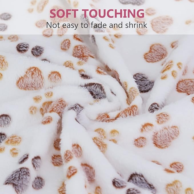 Comsmart Dog & Cat Blanket, Cute Paw Print, Soft Warm Fleece Throw for Small to Large Dogs, Puppy, Kitten, Guinea Pig (Brown/Pink/White, 1 Pack 3, 24 * 32in)
