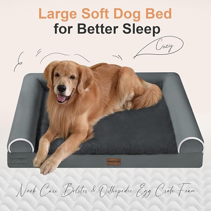 Small Dog Bed Orthopedic Washable: Beds Bolster Small Sized Dogs Bed Egg Crate Foam Couch Sofa Waterproof with Removable Cover - Dark Grey