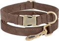 Genuine Leather Dog Collar - Adjustable Pet Collar with Quick Release Metal Buckle, Soft Skin Friendly Real Leather Collar for Small, Medium, Large Dogs (Dark Brown Collar + Rope, L：Fit 15-23" Neck)