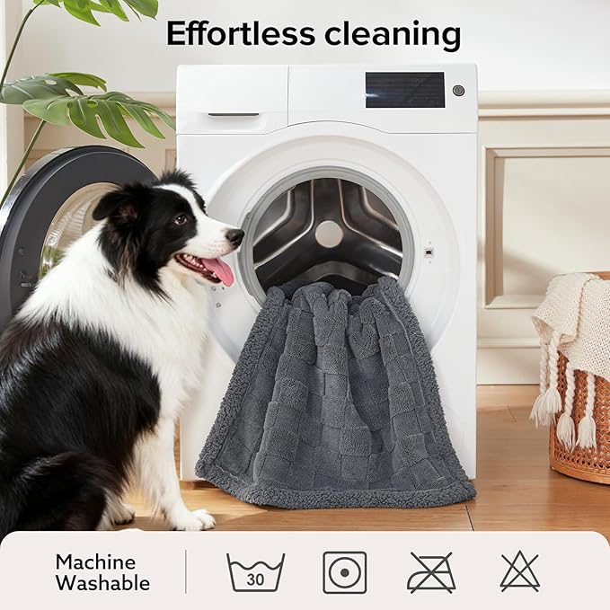 GASUR Waterproof Dog Blankets for Large Dogs, Dog Blanket for Couch Bed, Fleece Pet Blanket for Furniture Sofa Protector, Soft Pet Throw Blankets for Crate Car Outdoor, Washable, Twin 60"x80" Grey