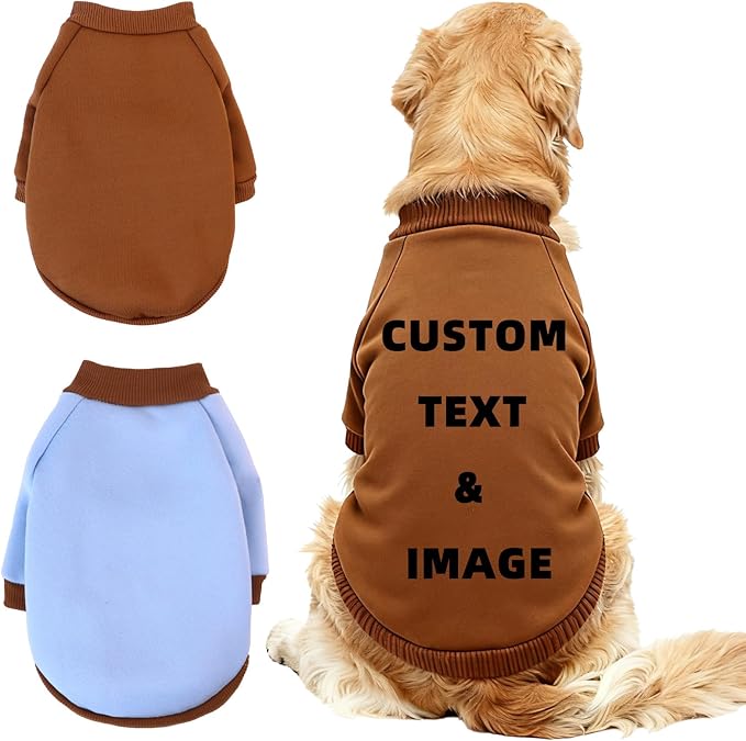 Custom Dog Hoodie, Personalized Sweatshirt with Photo Text Name Logo, Customized Hooded Sweater for Small Medium Large Dogs & Cats (Coffee, Medium)