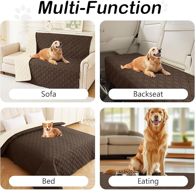 hyha Waterproof Dog Bed Blanket, Soft Pet Blankets, Waterproof Couch Cover for Dogs, Reversible Sofa Covers Washable for Furniture (40x70 Inch, Chocolate/Beige)