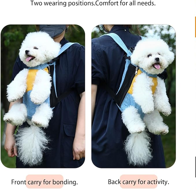 Lightweight Pet Backpack Carrier for Small Dogs & Cats - Easy-Fit Adjustable Straps, Basic Legs-Out Design, Durable for Daily Use (Fits Pets Under 15lb) (Red-White Color-Blocked, Small)