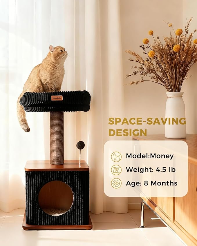 Modern Cat Tree for Indoor Cats, Nordic Loft Style, Cat Tower for Kitten with Sisal Scratching Posts, Soft Padded Beds & Cozy Condos, Floor-Mounted for Kittens & Adult Cats