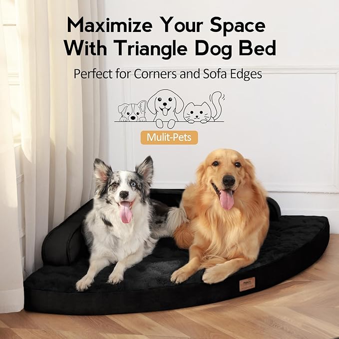 Large Dog Bed - XL Orthopedic Egg-Crate Memory Foam Dog Beds with Removable Washable Cover, Waterproof Pet Beds with Non-Slip Bottom, Black