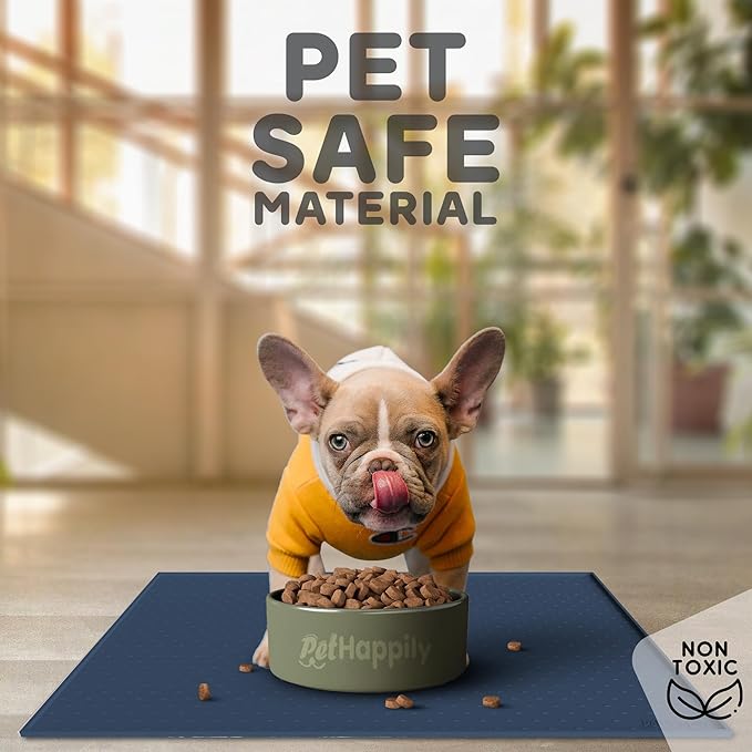 Dog Food Mat - Raised Edges Dogs Mat for Food and Water Prevent Spill, Waterproof Cat Food Mats Protect Floors, Easy Clean Dog Bowl Mats for Food and Water, Silicone Pet Food Tray